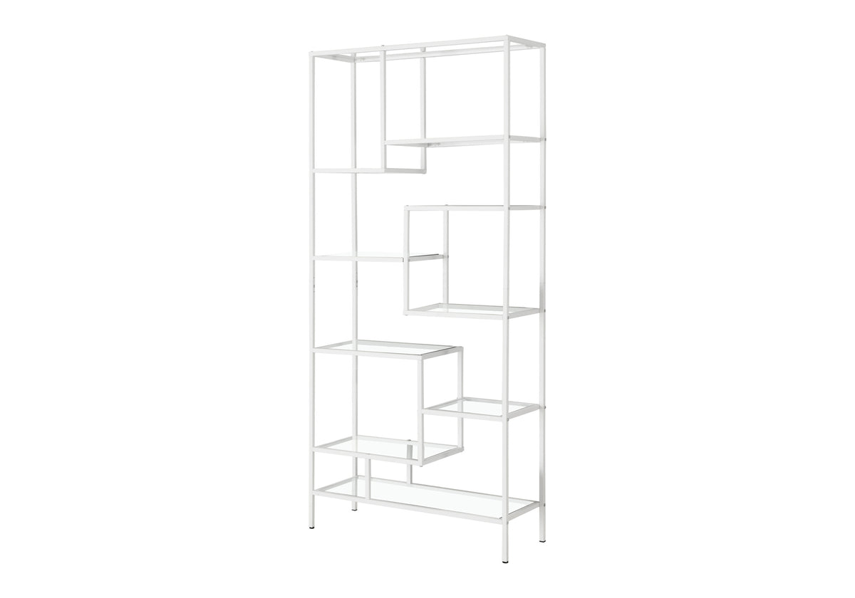 Talia White Metal Bookcase with Tempered Glass | Ortholuxe Home - Photo 3