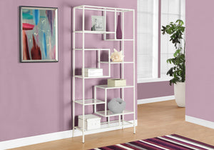 Talia White Metal Bookcase with Tempered Glass | Ortholuxe Home - Photo 2