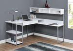 Valencia White & Silver Metal Corner Computer Desk | Ortholuxe Home