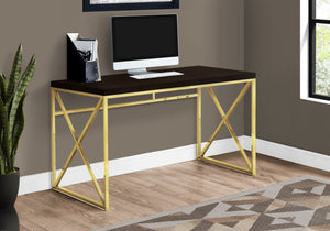 Alba Espresso & Gold Metal Computer Desk | Ortholuxe Home