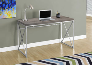 Alba Dark Taupe & Chrome Metal Computer Desk | Ortholuxe Home