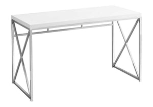 Alba Glossy White & Chrome Metal Computer Desk | Ortholuxe Home - Photo 2