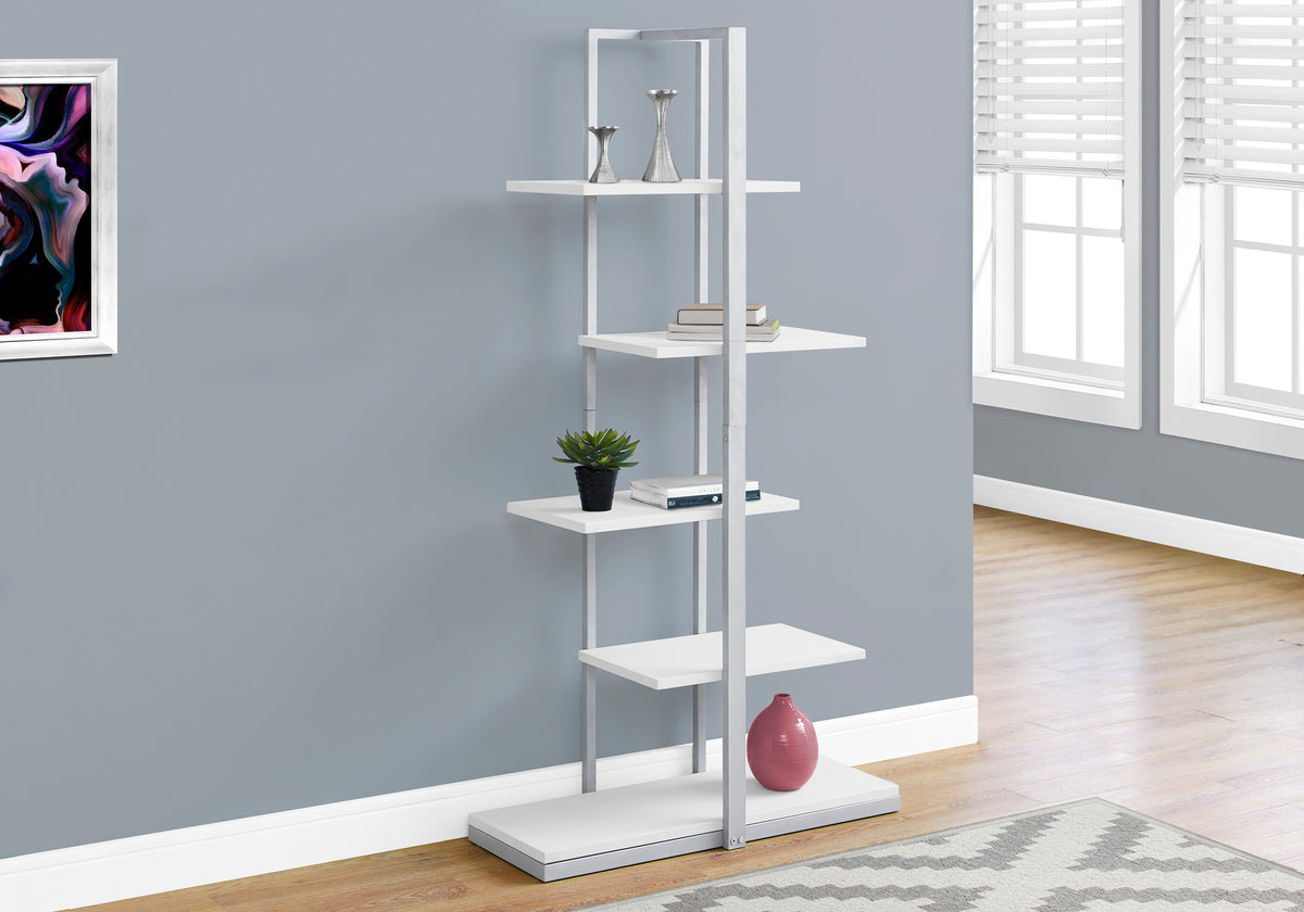 Delano White & Silver Metal Bookcase | Ortholuxe Home - Photo 2