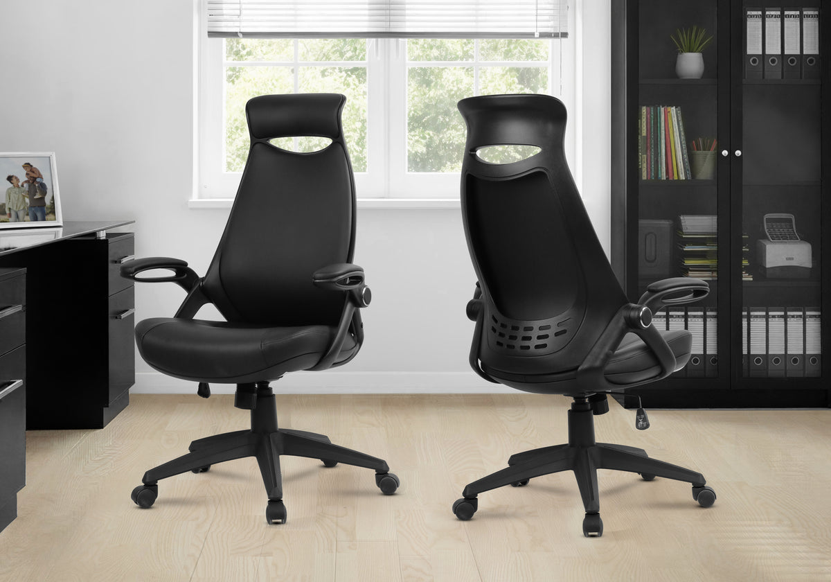 Halden Black Leather-Look Office Chair | Ortholuxe Home