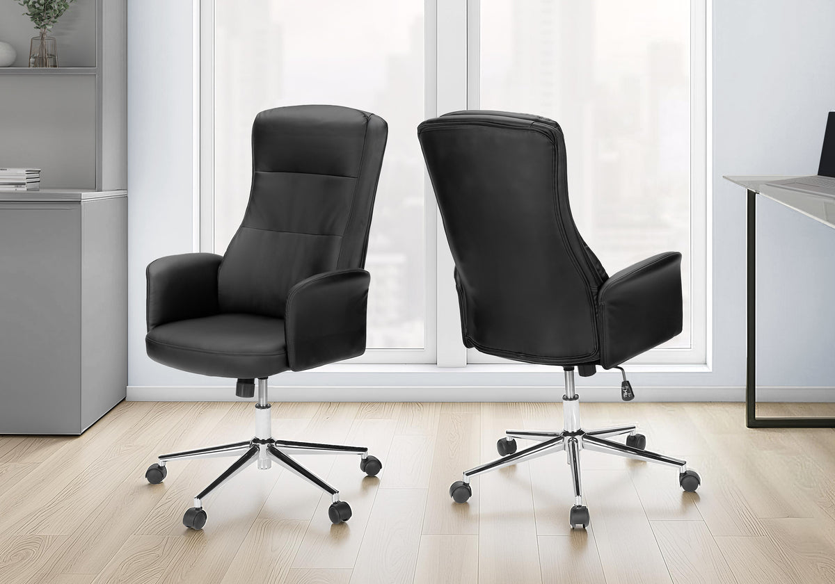 Lucca Black Leather-Look Office Chair | Ortholuxe Home