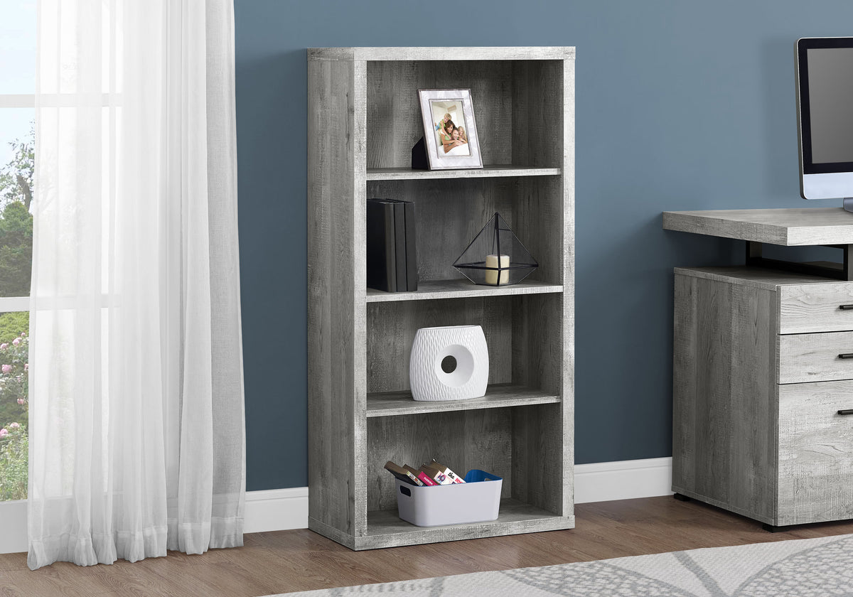 Umbria Grey Reclaimed Wood-Look Bookcase | Ortholuxe Home