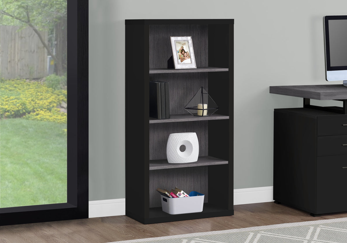 Umbria Black Bookcase with Adjustable Shelves | Ortholuxe Home