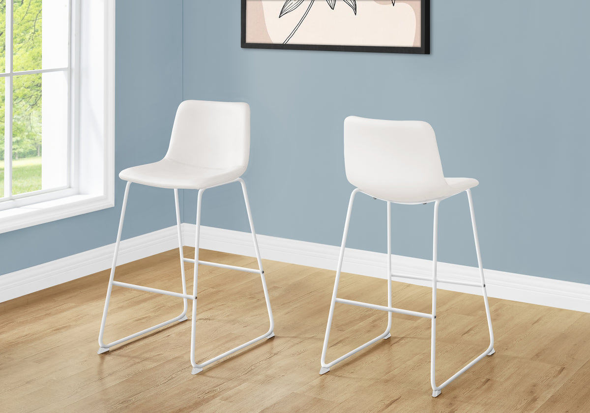 Fairmont White Leather-Look & White Metal Barstool | Ortholuxe Home