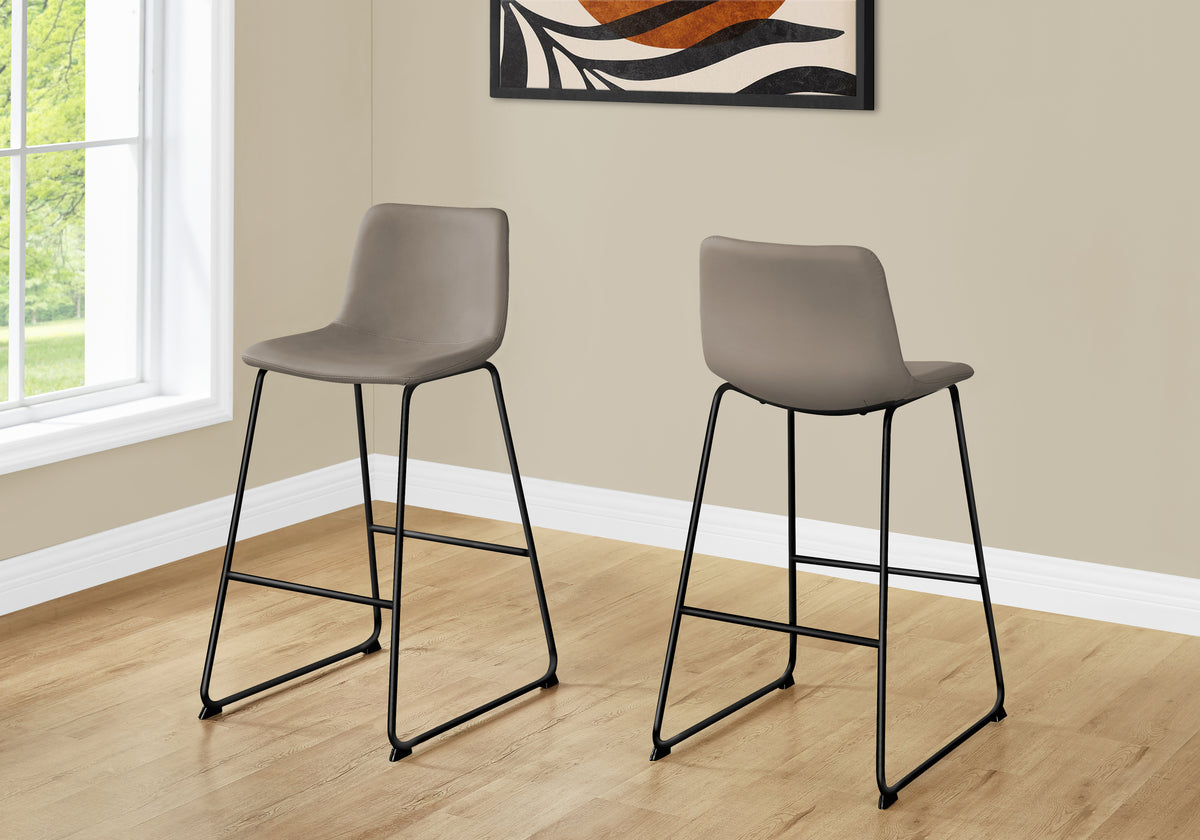 Fairmont Taupe Leather-Look & Black Metal Barstool | Ortholuxe Home