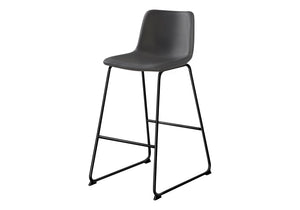 Fairmont Grey Leather-Look & Black Metal Barstool | Ortholuxe Home - Photo 2