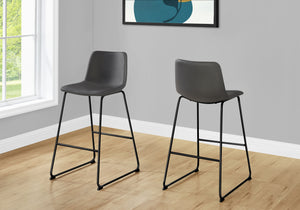 Fairmont Grey Leather-Look & Black Metal Barstool | Ortholuxe Home