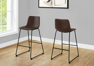 Fairmont Brown Leather-Look & Black Metal Barstool | Ortholuxe Home