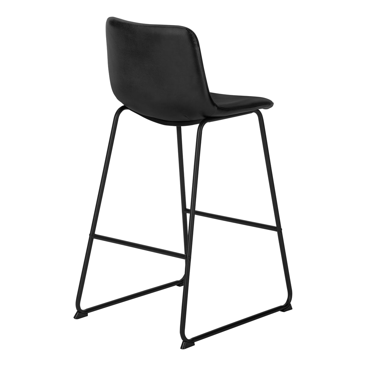 Fairmont Black Leather-Look & Black Metal Barstool | Ortholuxe Home - Photo 4