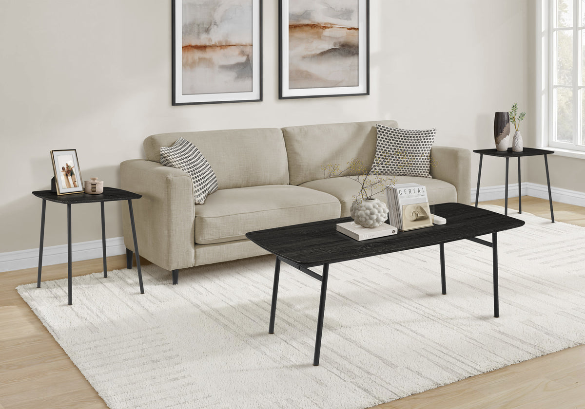 Keaton Black Oak & Black Metal Table Set (Set of 3) | Ortholuxe Home