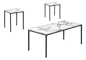 Sage White Marble & Black Metal Table Set (Set of 3) | Ortholuxe Home - Photo 2