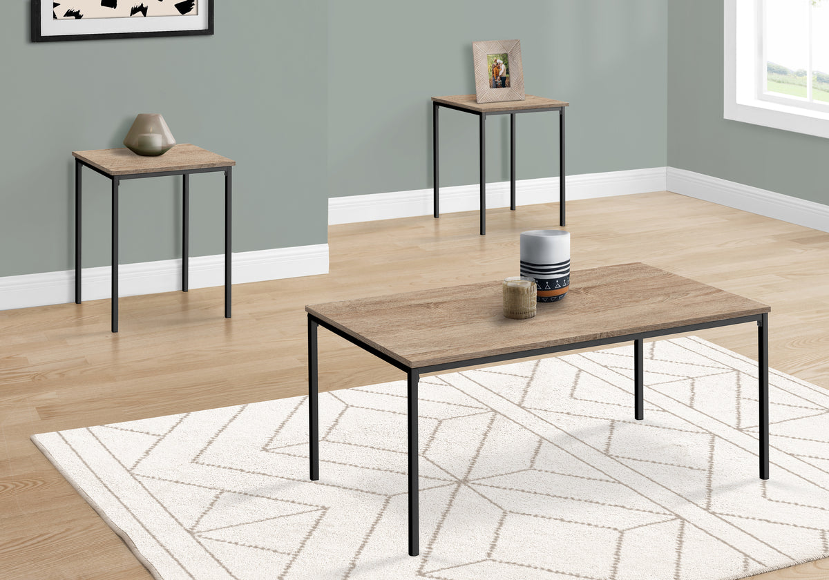Sage Dark Taupe & Black Metal Table Set (Set of 3) | Ortholuxe Home