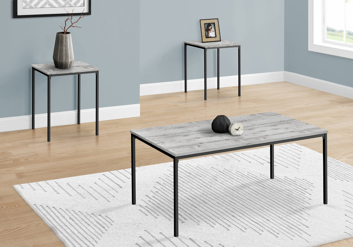 Sage Grey & Black Metal Table Set (Set of 3) | Ortholuxe Home