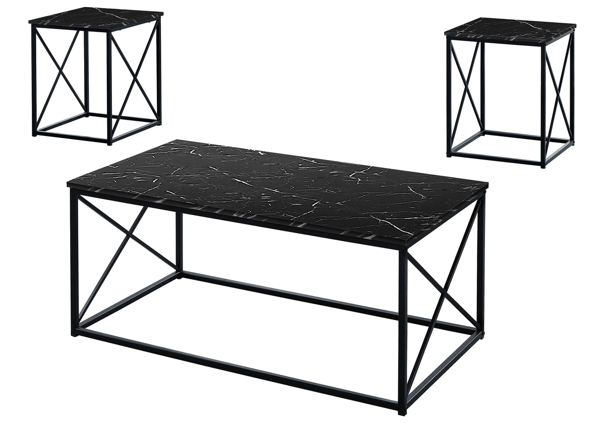 Winslow Black Marble & Black Metal Table Set (Set of 3) | Ortholuxe Home - Photo 2