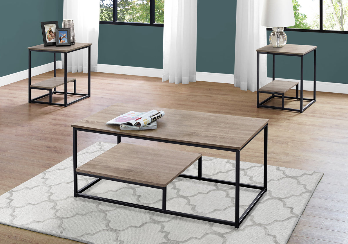 Adele Dark Taupe & Black Metal Table Set (Set of 3) | Ortholuxe Home