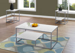 Adele White & Silver Metal Table Set (Set of 3) | Ortholuxe Home