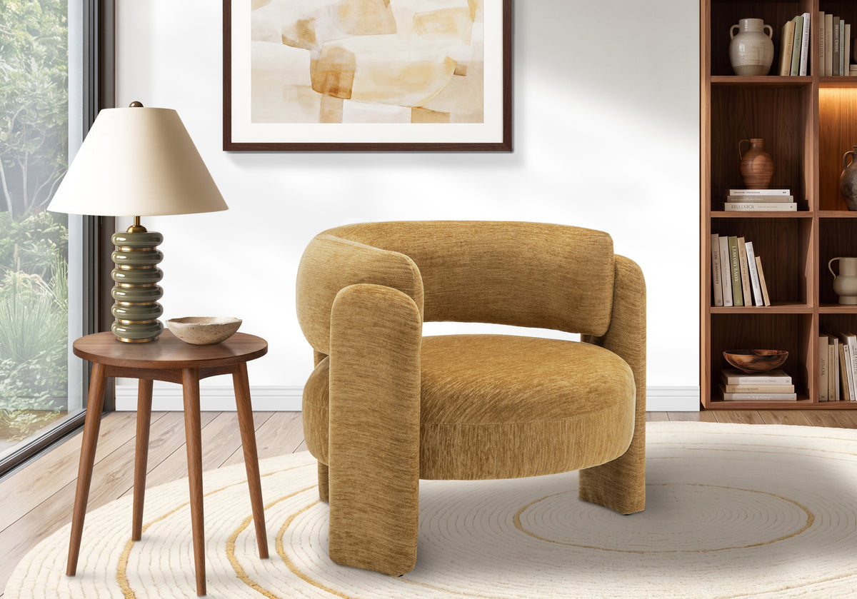 Fleur Gold Fabric Accent Chair | Ortholuxe Home
