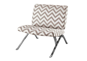 Petra Dark Taupe Chevron Accent Chair with Chrome Metal | Ortholuxe Home - Photo 2