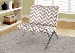 Petra Dark Taupe Chevron Accent Chair with Chrome Metal | Ortholuxe Home