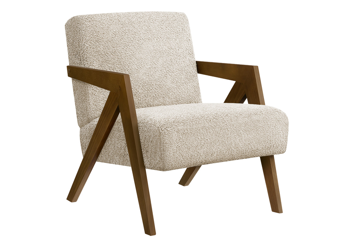 Saskia Cream Fabric & Walnut Wood Accent Chair | Ortholuxe Home - Photo 2