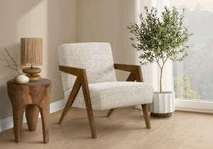 Saskia Cream Fabric & Walnut Wood Accent Chair | Ortholuxe Home