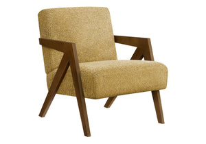 Saskia Yellow Fabric & Walnut Wood Accent Chair | Ortholuxe Home - Photo 2