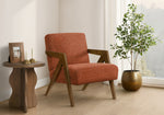 Saskia Red Fabric & Walnut Wood Accent Chair | Ortholuxe Home