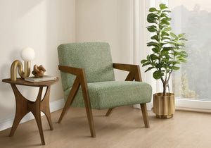 Saskia Green Fabric & Walnut Wood Accent Chair | Ortholuxe Home