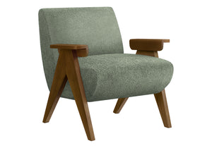 Thea Green Fabric & Walnut Wood Accent Chair | Ortholuxe Home - Photo 2