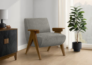 Thea Grey Fabric & Walnut Wood Accent Chair | Ortholuxe Home