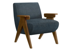 Thea Blue Fabric & Walnut Wood Accent Chair | Ortholuxe Home - Photo 2