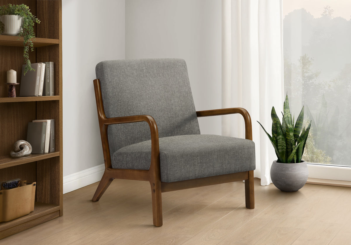 Vera Grey Fabric & Walnut Wood Accent Chair | Ortholuxe Home