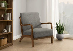 Vera Grey Fabric & Walnut Wood Accent Chair | Ortholuxe Home