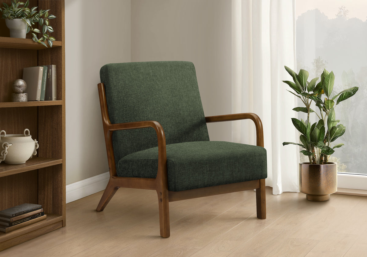 Vera Green Fabric & Walnut Wood Accent Chair | Ortholuxe Home