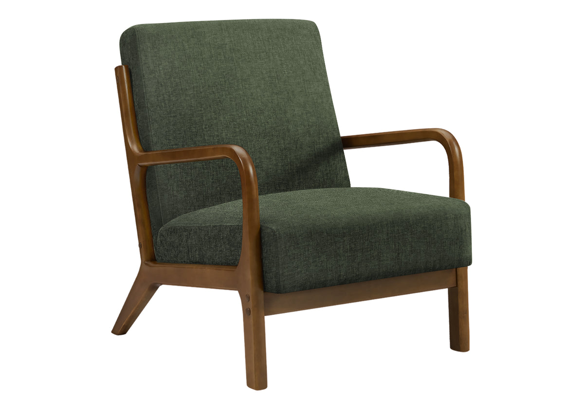Vera Green Fabric & Walnut Wood Accent Chair | Ortholuxe Home - Photo 2