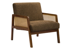 Vera Brown Fabric & Walnut Wood Accent Chair | Ortholuxe Home - Photo 2