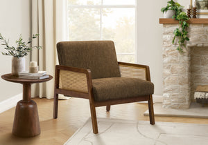 Vera Brown Fabric & Walnut Wood Accent Chair | Ortholuxe Home