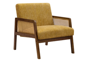 Vera Gold Fabric & Walnut Wood Accent Chair | Ortholuxe Home - Photo 2