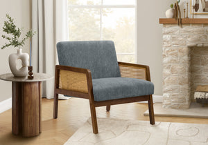 Vera Blue Fabric & Walnut Wood Accent Chair | Ortholuxe Home