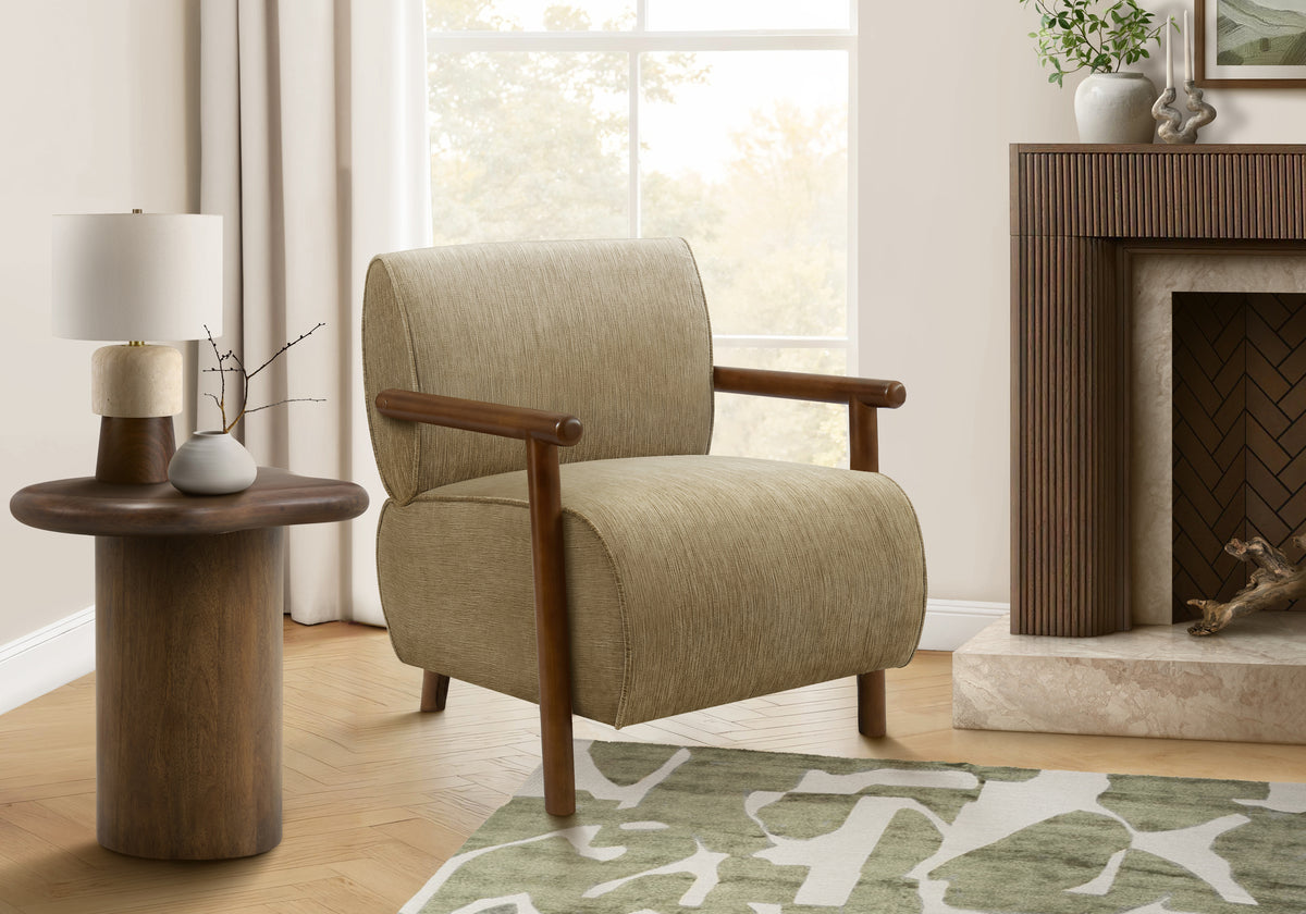 Yvette Light Brown Fabric Accent Chair | Ortholuxe Home