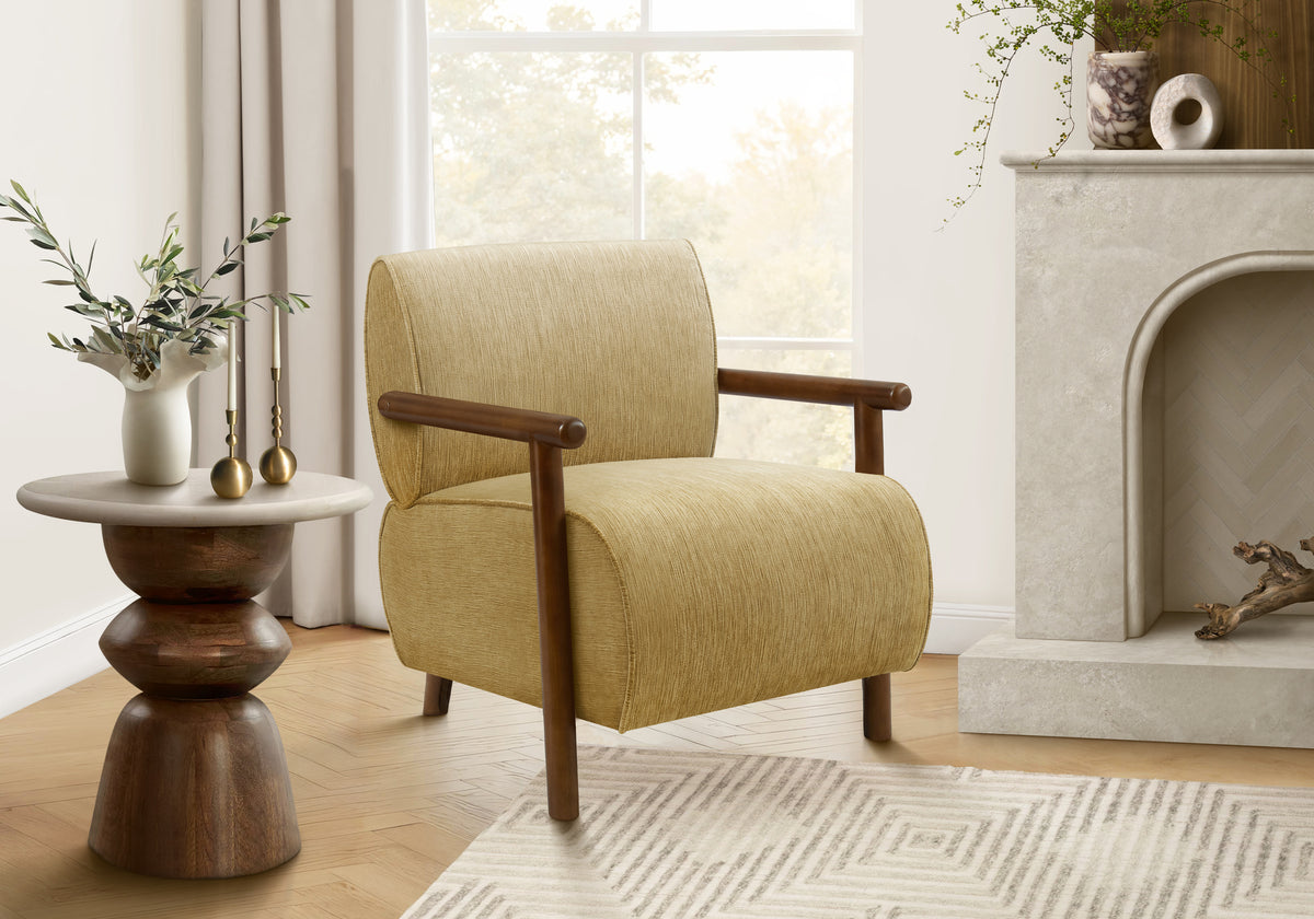 Yvette Light Gold Fabric Accent Chair | Ortholuxe Home
