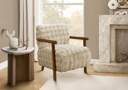 Yvette Light Brown Faux Fur Accent Chair | Ortholuxe Home