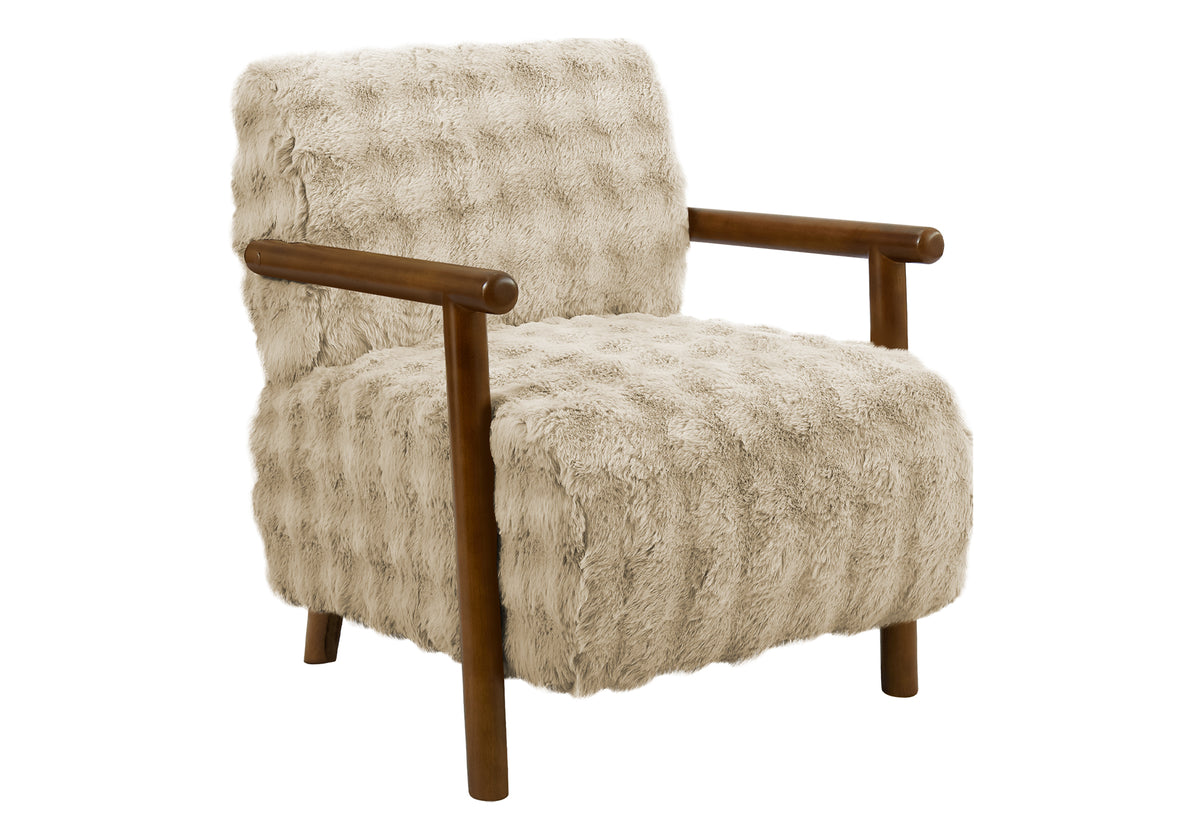 Yvette Light Brown Faux Fur Accent Chair | Ortholuxe Home - Photo 2