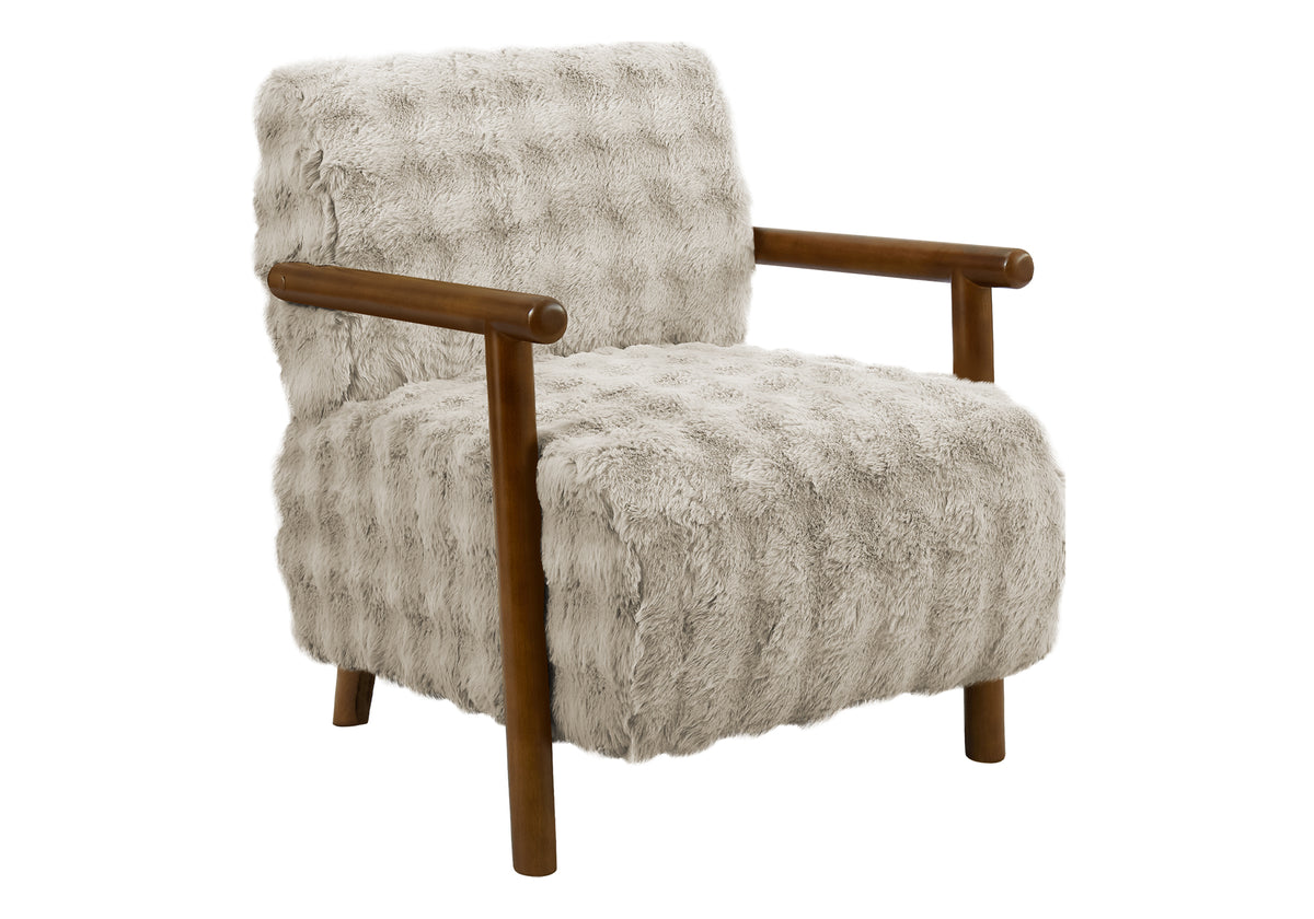 Yvette Light Grey Faux Fur Accent Chair | Ortholuxe Home - Photo 2