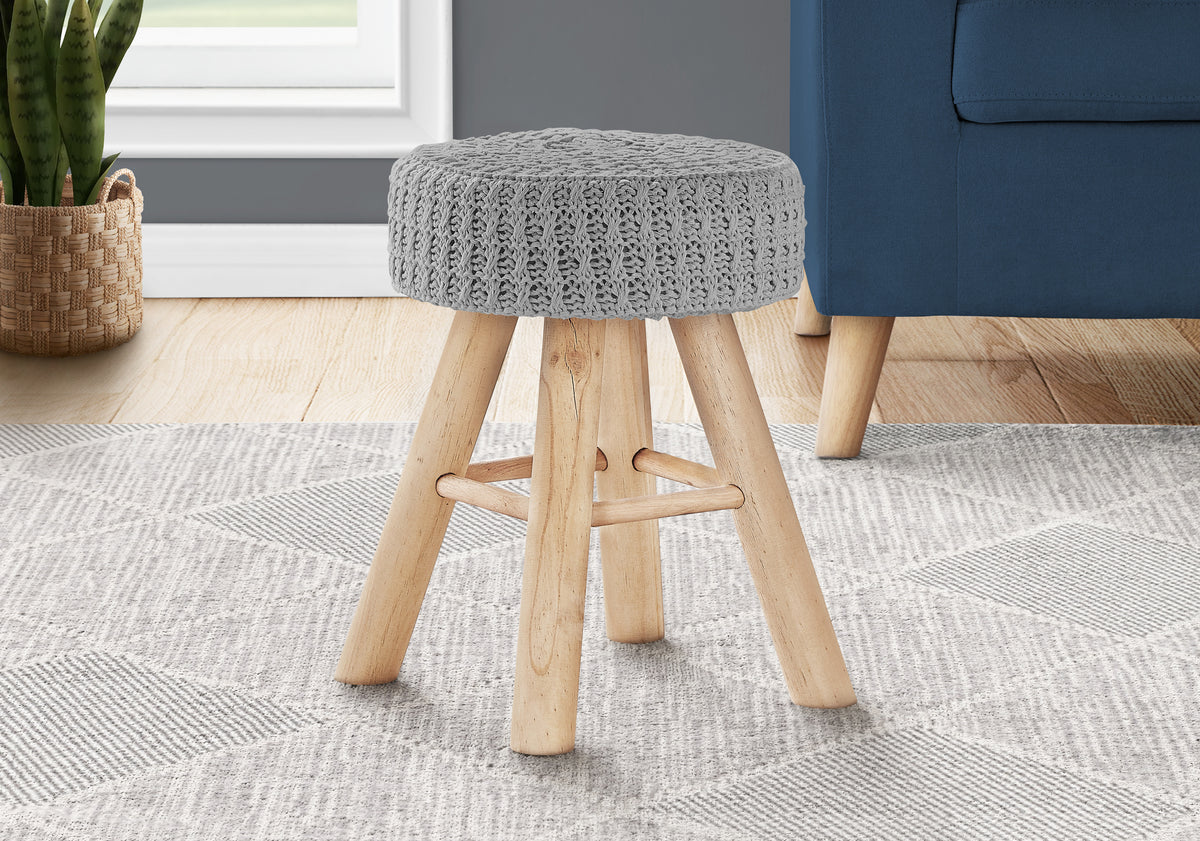 Asher Grey Knit Ottoman | Ortholuxe Home - Photo 2
