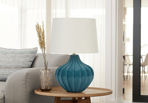 Wolfe Blue Ceramic Table Lamp | Ortholuxe Home